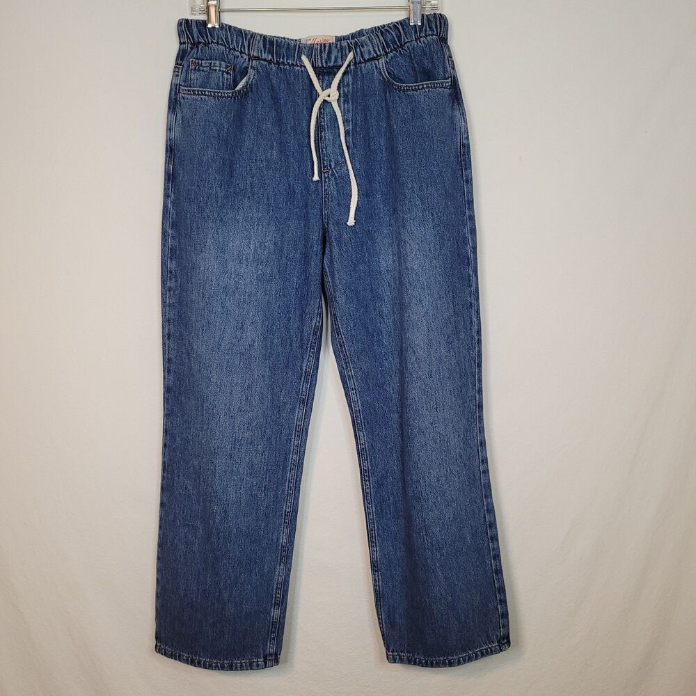 Marine Layer Ella Jeans Womens M Blue Pull On Straight Leg Lightweight 30x27